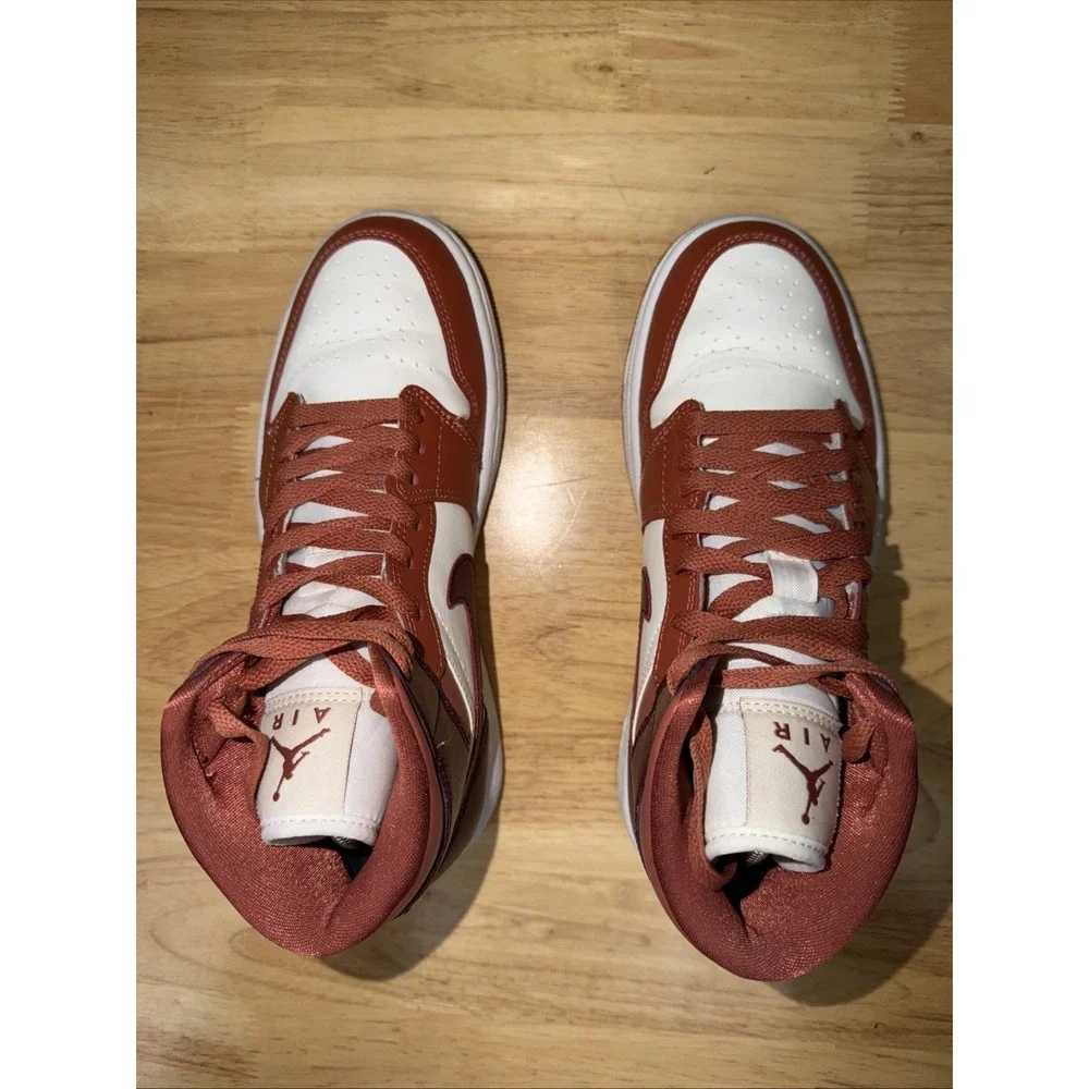 Nike Air Jordan 1 Mid Shoes Sneaker Dusty Peach Night Maroon BQ6472-200 Womens 7